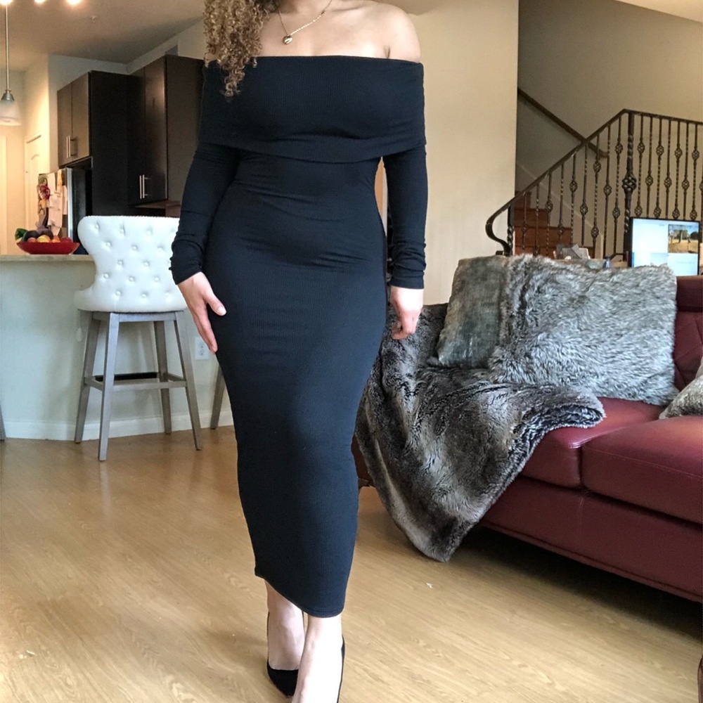 Off the shoulder long sleeve dress